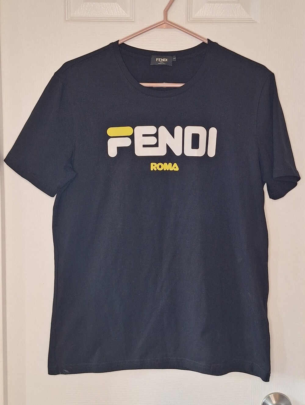 Fendi Roma Mashup Logo Black Short-Sleeve Logo Tee